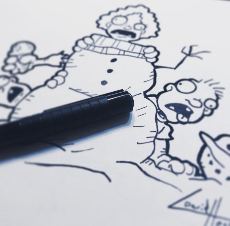 ZombiesThree's tweet photo. New art coming for the holidays... #threelittlezombies #art #illustration #zombies #childrensbook  #snowman #winter #holidays #christmas https://t.co/lkvec59uoA