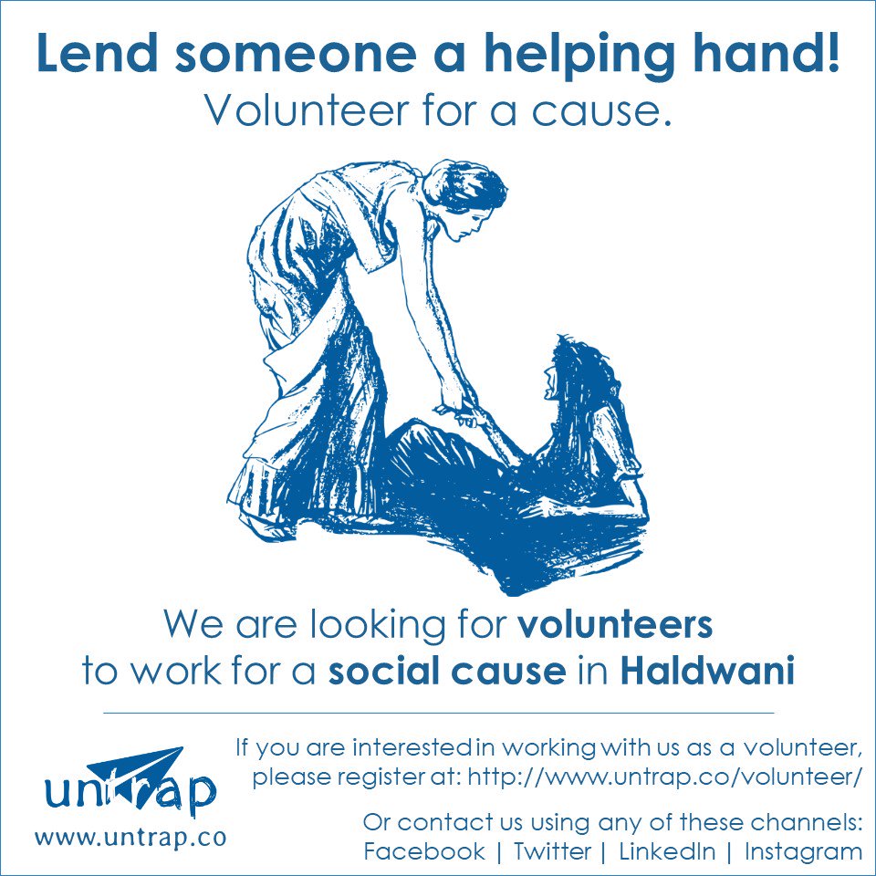untrap_co's tweet photo. We need your #help! We are looking for volunteers to work for social #cause in #Haldwani. If you are interested in working with us as a #volunteer, please #register at: https://t.co/mP2exr1cUa or contact us using one of our social media channels.
#development #uttarakhand #untrap https://t.co/i581ioNr3f