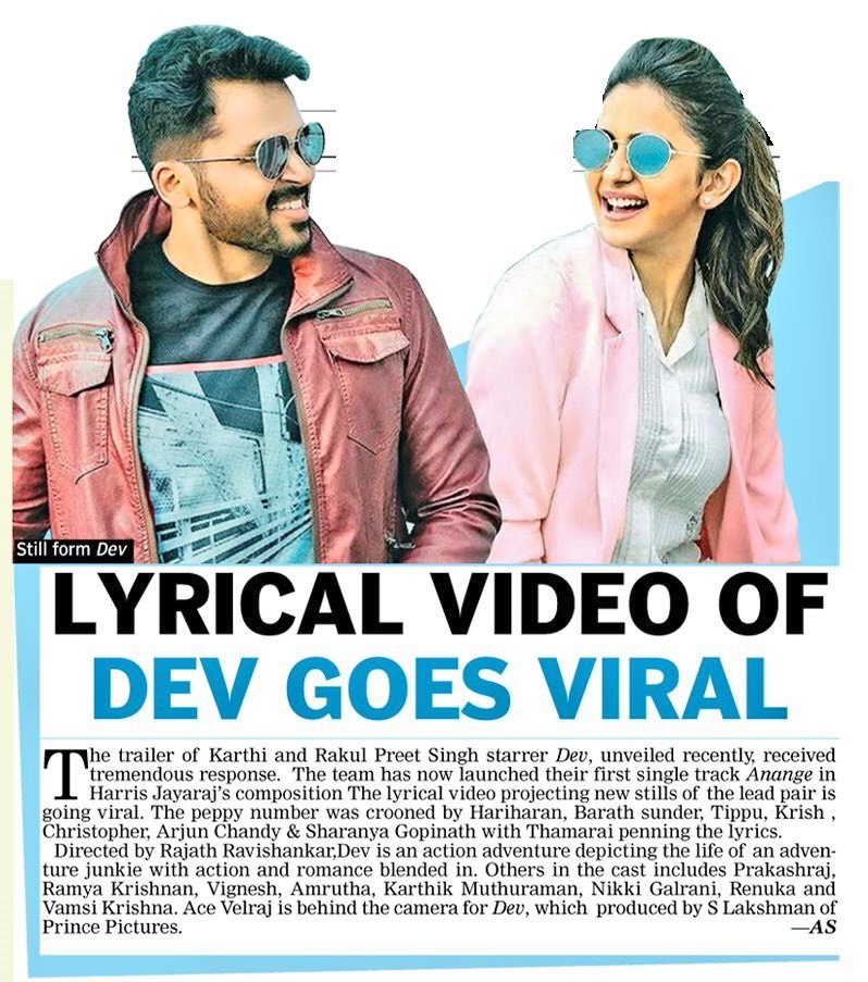 JEEVA_RJ1's tweet image. Lyrical Video of #Dev goes Viral 

#DevSingle  @Karthi_Offl @RajathDir  @PrincePictures_