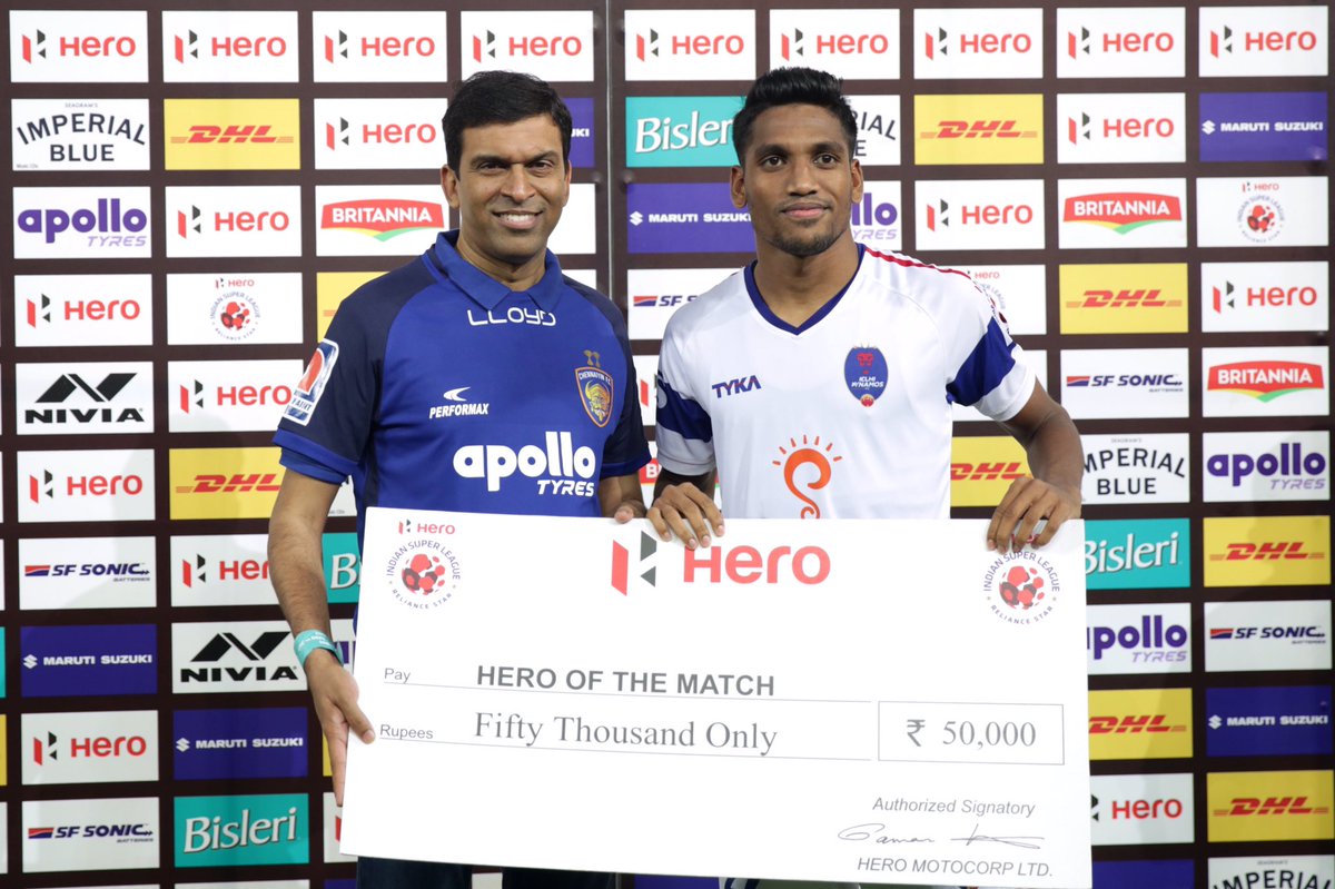DelhiDynamos's tweet photo. First three points of the season and four awards to go with it. #CHEDEL https://t.co/rusbTNeDtW