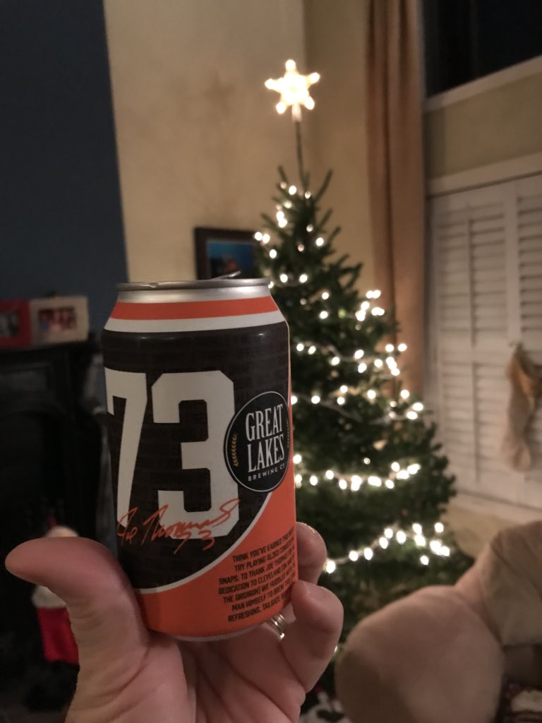 aroymb's tweet photo. Good news. Another @Browns win. Better news another celebratory #JT73 by @GLBC_Cleveland and @joethomas73 Bad news my victory 6 pack is gone! What’s a guy to do now? https://t.co/Ir3llFcCmO