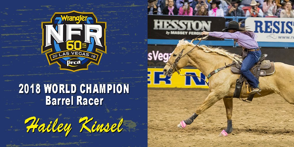 WranglerNetwork's tweet photo. Hailey Kinsel, who clinched after Round 9, is the 2018 WPRA Barrel Racing Champion.

Carman Pozzobon was steady this week winning the #WranglerNFR average title. https://t.co/vByGfifW46