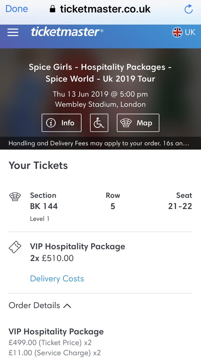 Joe85james's tweet photo. Look what I just treated myself and the sister to..... MERRY XMAS, 2 days of SPICE ✌🏼 😜 I thought they were sold out, but there are a few resale tickets in some locations and most areas, available via @TicketmasterUK @spicegirls #StopToTheTop #excited https://t.co/VCJ3YXcyAT