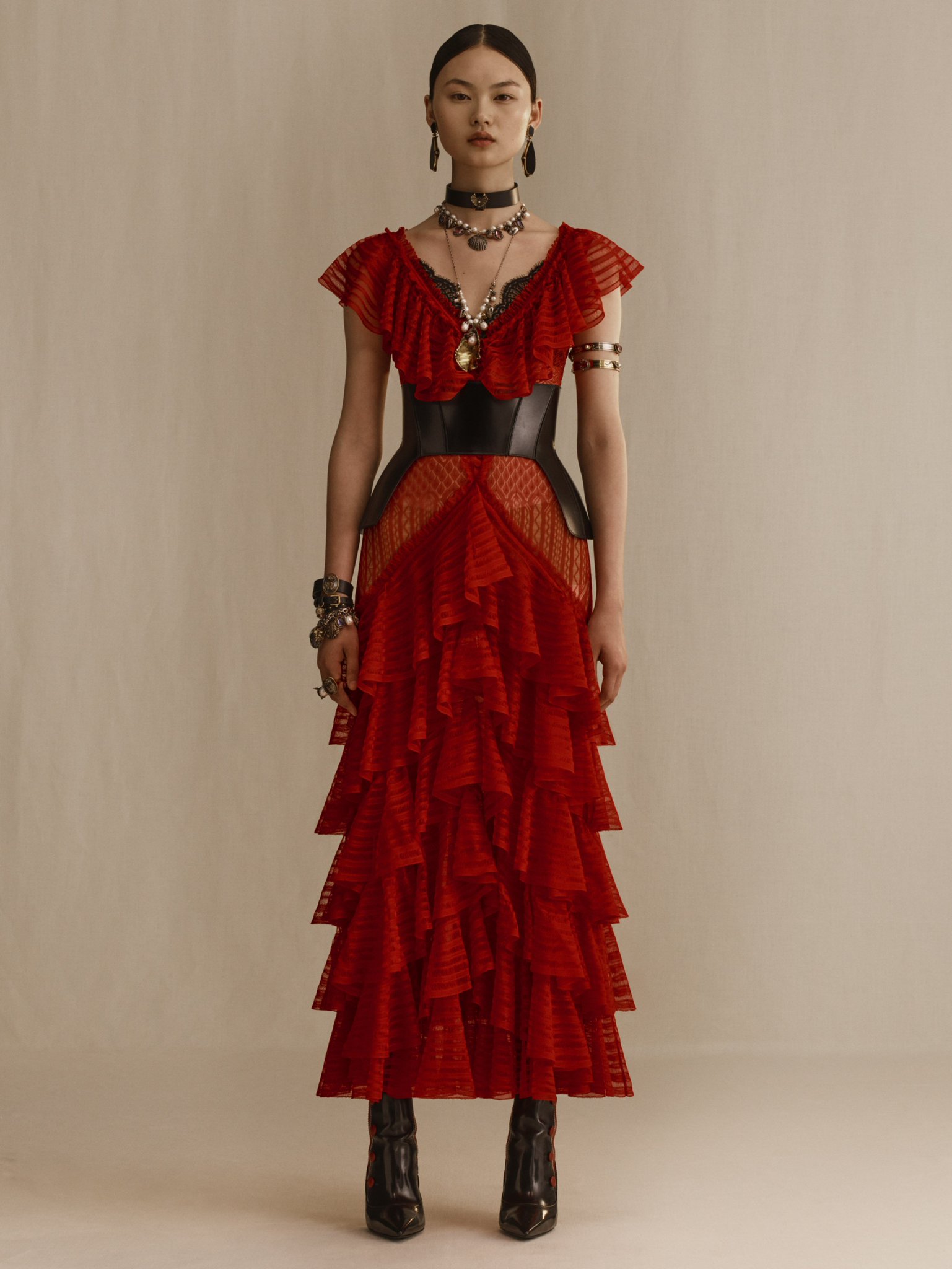 Alexander mcqueen red dresses online