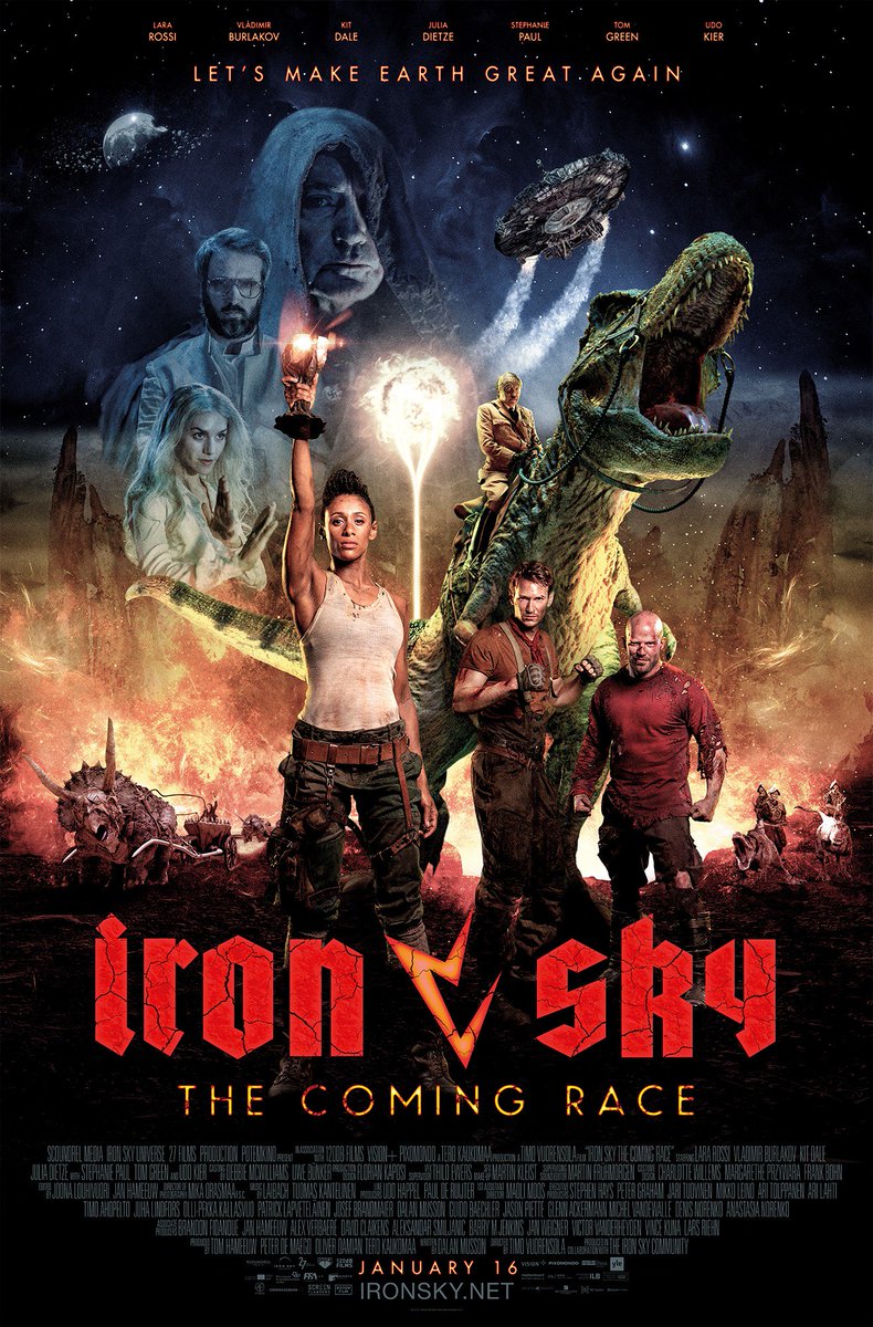 Finnkino_FI's tweet photo. Tasan yksi kuukausi #IronSky The Coming Race -maailmanensi-iltaan! 

Koe ensimmäistä kertaa Suomessa punaisen maton juhlahumu, elokuvan ensi-ilta sekä hillittömät jatkobileet leffan tähtien kanssa. Liput ja lisätiedot: https://t.co/Wn9YIl4xRv #Finnkino https://t.co/hUhREdWMPF