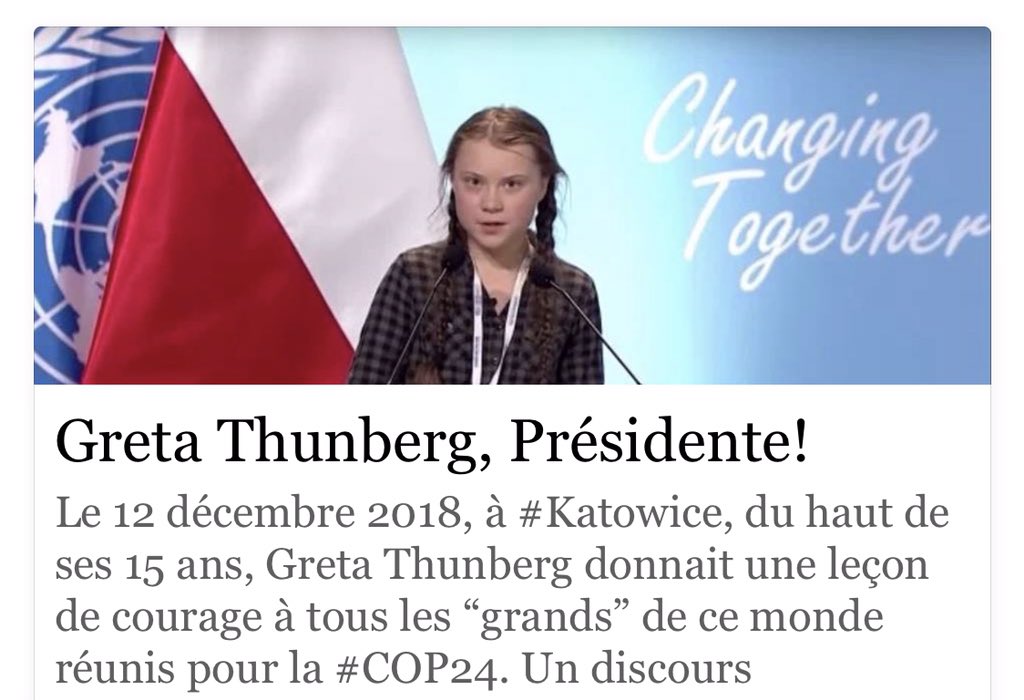 Bravo <a href="/GretaThunberg/">Greta Thunberg</a> pour ce vibrant discours à la #COP24!
En voici enfin le texte intégral traduit en français ➡️
tinyurl.com/y79ma8pg
Don’t give up the Flight!
✊💚🌍
#GretaThunberg #ClimateStrike #ClimateAlarm #FridaysForFuture
<a href="/Fridays4future/">Fridays For Future</a>