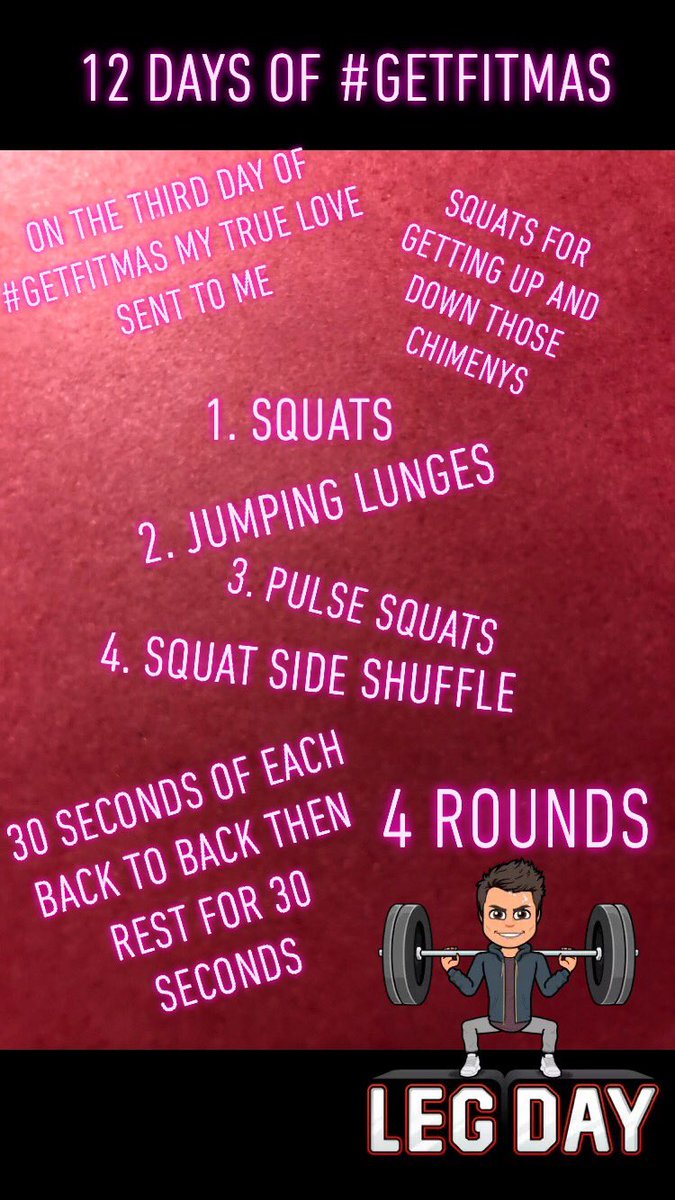 active_exercise's tweet photo. On the Third day of #GetFitmas by true love sent to me ....
#fitness #exercise #fitmas #getfit #hiit #squats #christmas #christmasfitness #workoutmotivation #workout https://t.co/V0wFecgfoQ