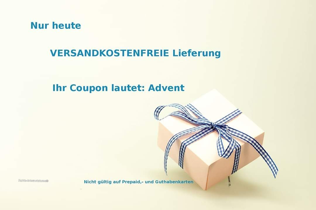 RInternetstores's tweet image. Nur heute !

Versandkostenfreie Lieferung mit dem Coupon Code: Advent.

Stöber durch unser großes Sortiment, bestelle Deinen Wunschartikel und Du bekommst deine Bestellung versandkostenfrei geliefert.

Einfach den Coupon Code: Advent im Bestellvorgang angegeben,