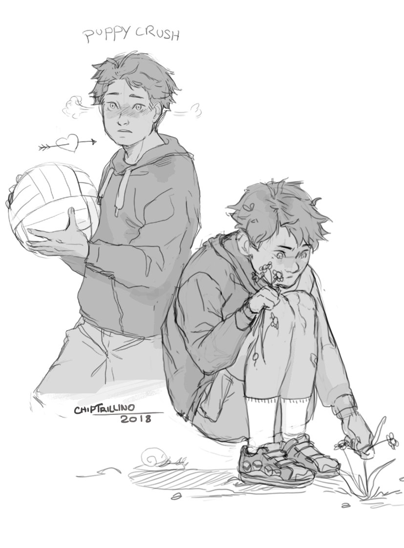 so... cleaning up and uploading old art :'D 
i did these around the start of the year i think? february or marchk?
eitherway!

baby ushijima having a crush on shimizu!
yes i ship them... i blame @toondoon1010  for that! 
like... just him collecting flowers for her! 