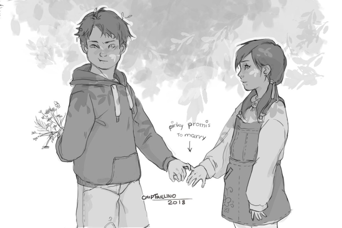 so... cleaning up and uploading old art :'D 
i did these around the start of the year i think? february or marchk?
eitherway!

baby ushijima having a crush on shimizu!
yes i ship them... i blame @toondoon1010  for that! 
like... just him collecting flowers for her! 