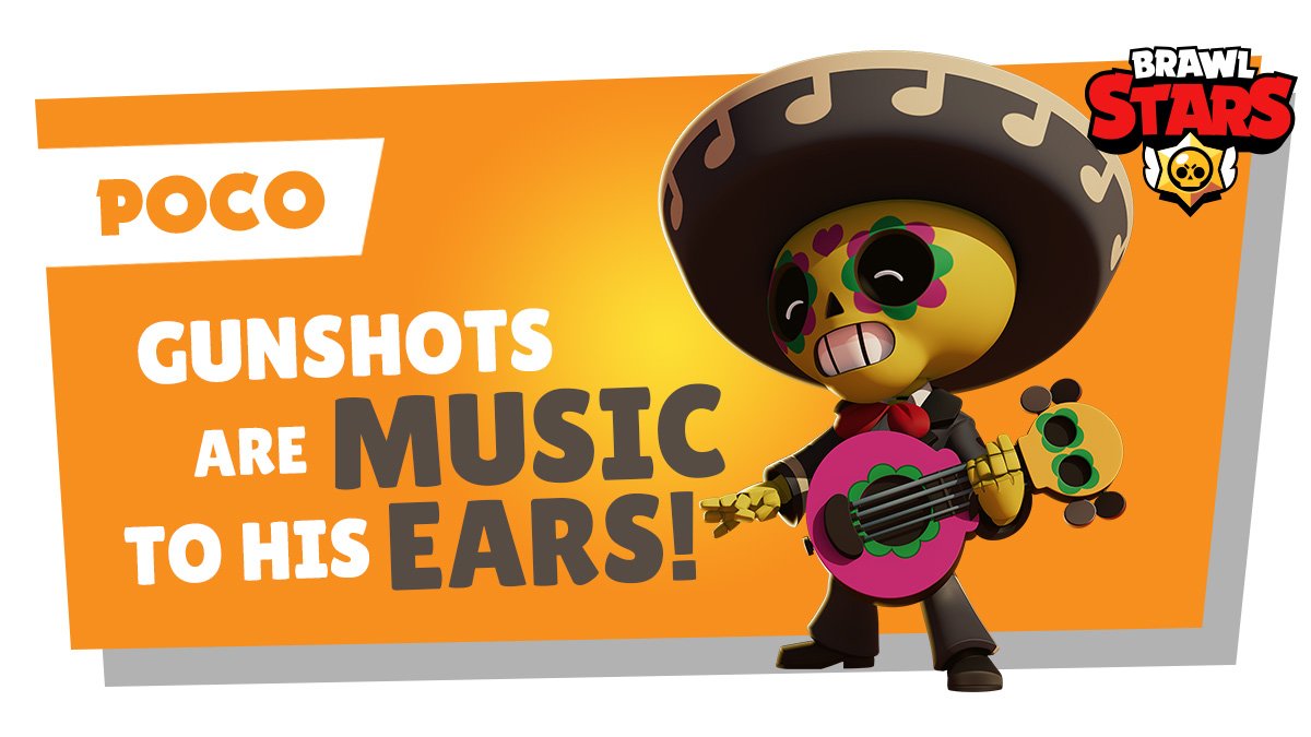 Brawl Stars On Twitter Introducing Poco Poco Fires Damaging Sound Waves At Enemies His Super Heals Himself And His Teammates - de brawl stars poco