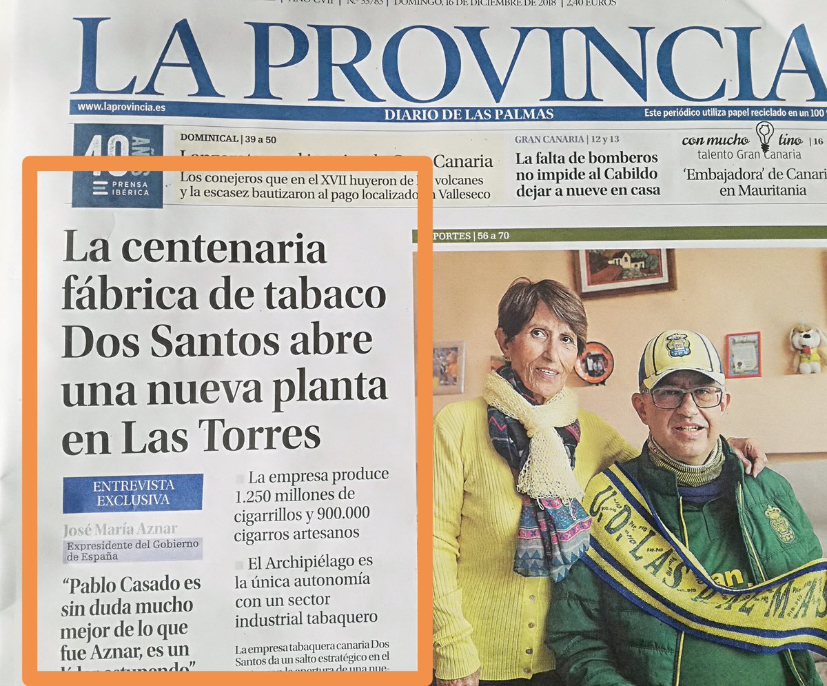 Mientras #España se preocupa por el aumento de fumadores, y más de fumadoras, en #Canarias algunos poderes económicos sacan pecho al abrir más fábricas de tabaco.
Ni pizca de pudor ni en el titular ni en el contenido.

Tabaco: primera causa de muerte evitable en el mundo
<a href="/sespas/">SESPAS</a>