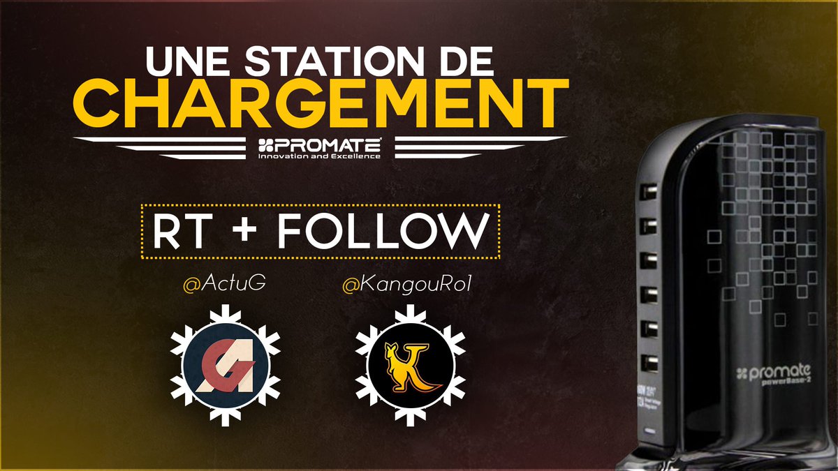 ActuG's tweet image. #Concours #Calendrierdelavent 🗓 Jour 16

Gagne ta Station de charge 6 ports USB ! 🔥

Pour jouer :
💥 #RT ce tweet 
💥 Follow @ActuG + @KangouRo1 💥 S'abonner à notre chaîne 👉 bit.ly/2CPNHlU       

Infos &amp;amp; Modalités ⤵️