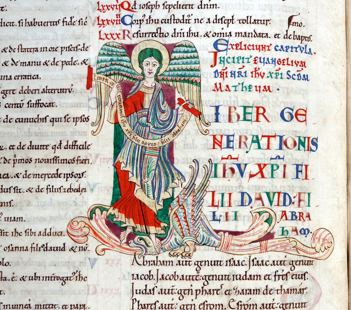 BedesBooks's tweet photo. Day 24 #LibraryChristmasCountdown
For Christmas Eve, the Gospel of St Matthew from our C11th St Calais Bible. This is one of 56 beautifully decorated initials, all the work of a single artist.
#medievaltwitter #manuscripts https://t.co/qa2PBxSaFO