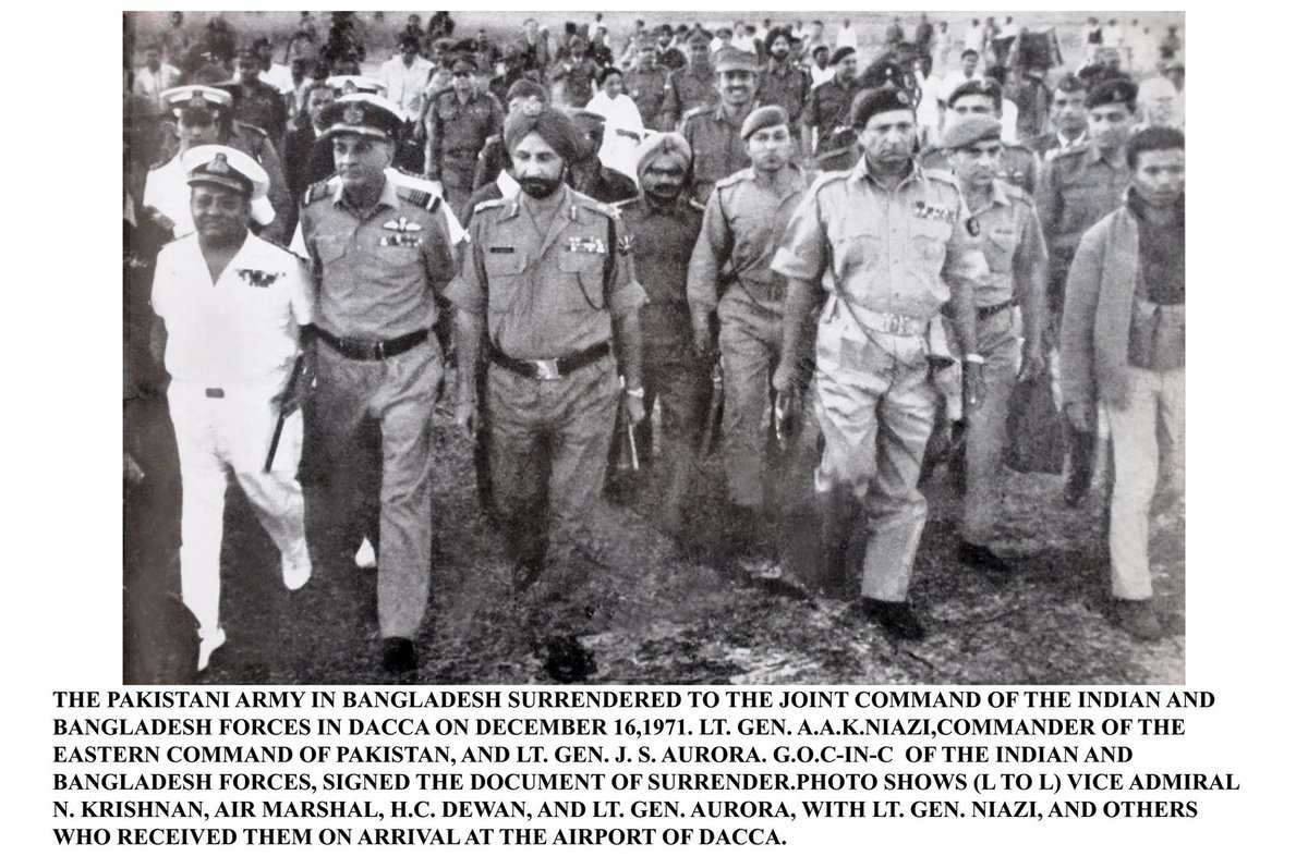 easterncomd's tweet photo. Reminiscences #IndoPakWar1971. After a lightening 14 day war, Pakistani troops in East Pakistan under Lt Gen AAK Niazi, Cdr Pakistan Army Eastern Command surrendered to #IndianArmy. A new nation was born &amp; India's commitment to Bangladesh was fulfilled @adgpi @SpokespersonMoD https://t.co/hHB2Zej8Xf