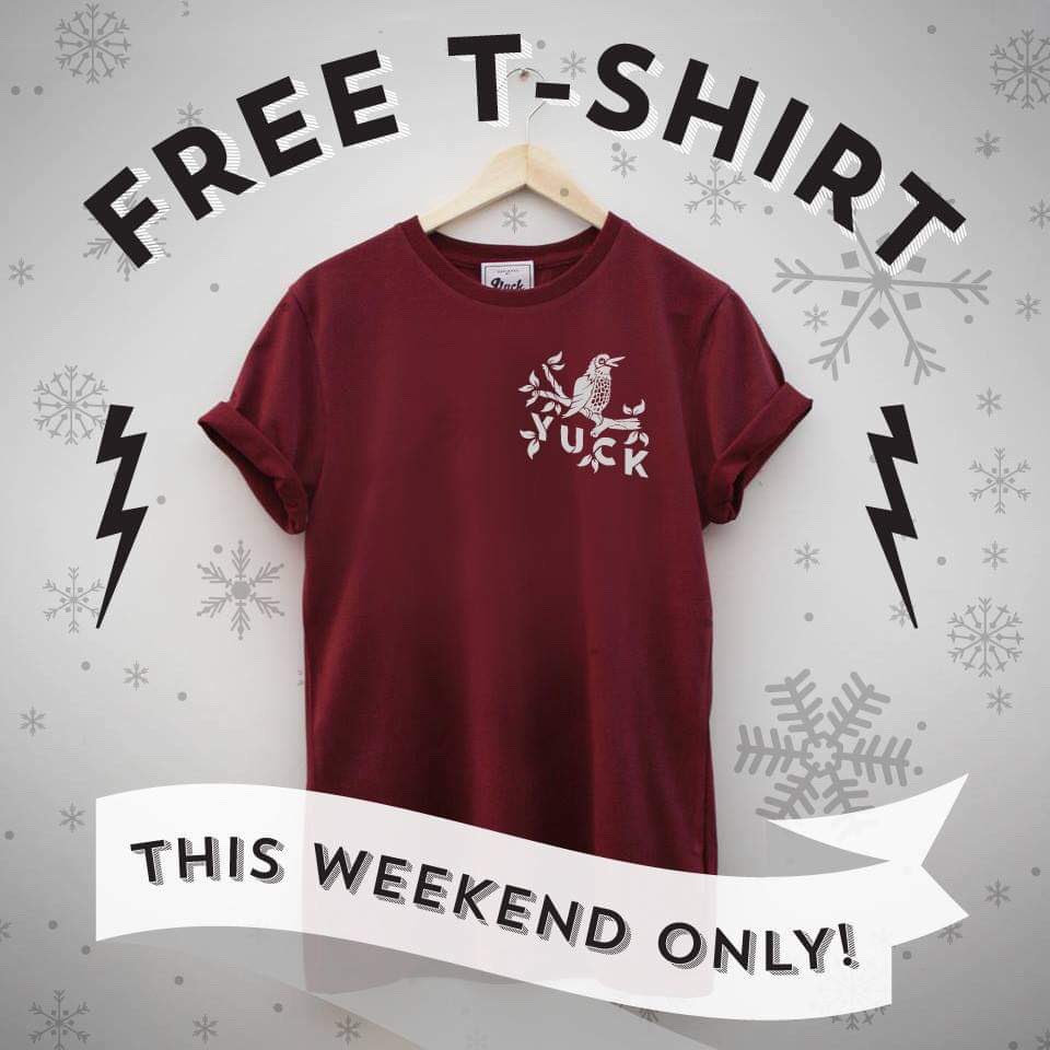 weareyuck's tweet photo. Sale ends today!! Don’t wait, head over to https://t.co/0yv50gH9ES to get your free tee! No minimum spend! Arrival in time for Xmas too 😊 you don’t see the free tee at the checkout out we just add it to your parcel! ✌🏻 https://t.co/uTR7sh3k2A