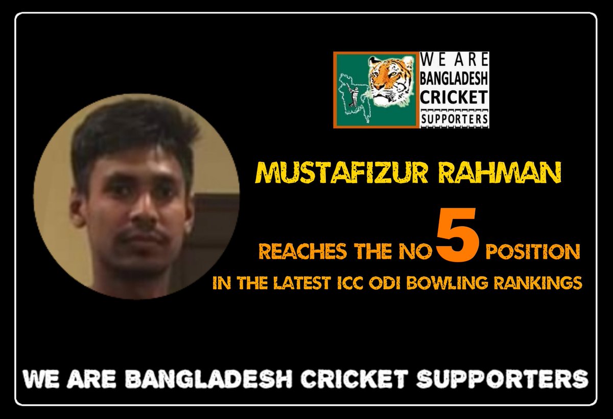 loveBDcricket's tweet photo. Congratulations @Mustafiz90.

অভিনন্দন মুস্তাফিজুর রহমান।

#CutterMaster #Top5 #Odi #Bowler https://t.co/i6yJGX8SV1
