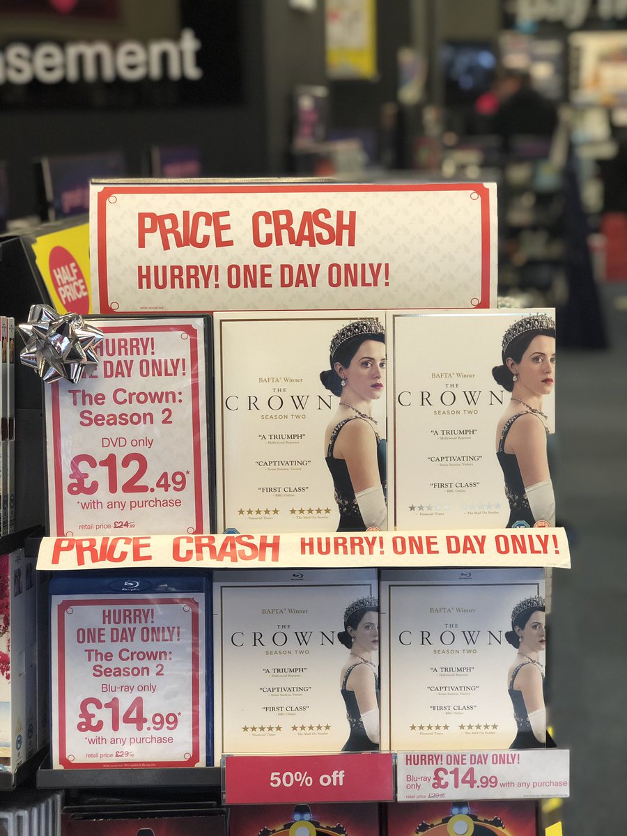 🚨 ONE DAY ONLY 🚨

Grab the latest season of <a href="/TheCrownNetflix/">The Crown</a> for half price! 

It’d be a royal shame if you missed it! 

#hmvDailyDeals #PriceCrash