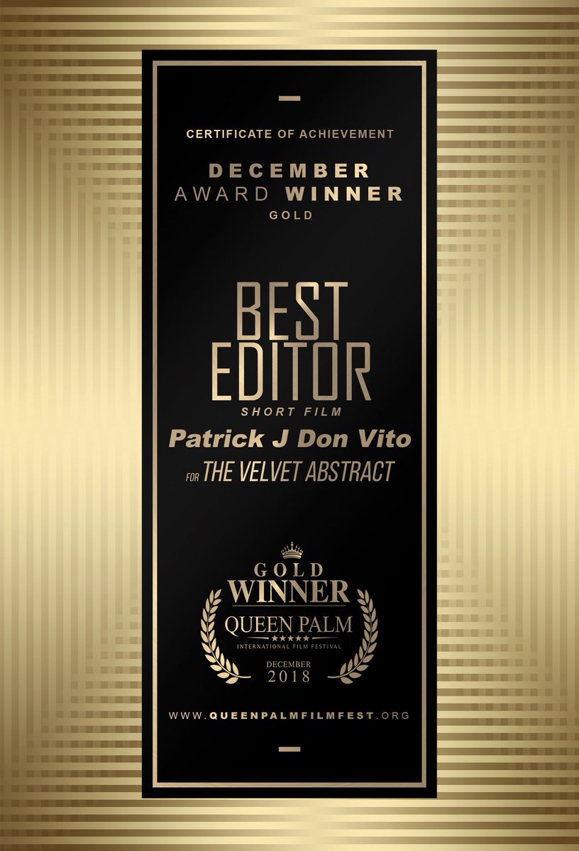 VelvetAbstract's tweet photo. Congratulations to our amazing #Editor @filmediting (@greenbookmovie) for winning #BestEditor at the @queenpalmfest ahead of the numerous live action shorts! https://t.co/es5i9kSkPx #animation #thevelvetabstract https://t.co/yZ3lKT2j5i