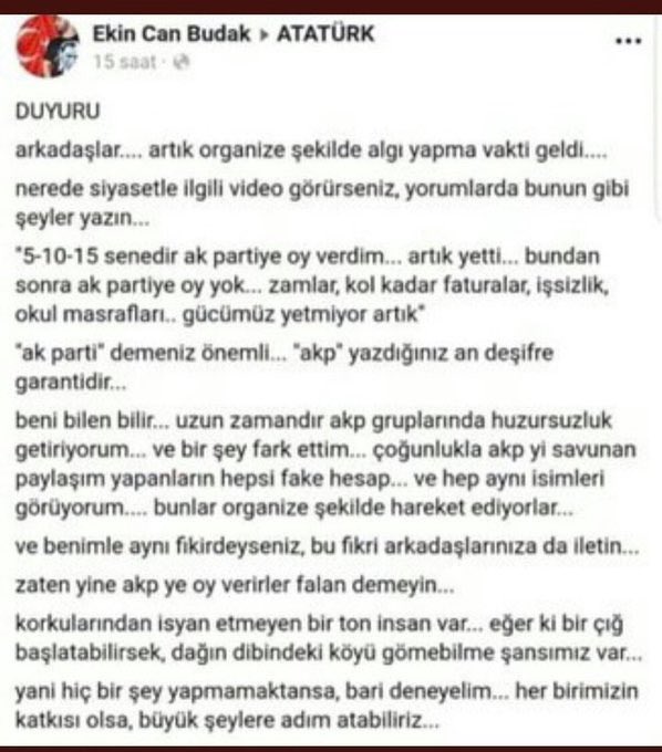 <a href="/turkuaz_58/">Muzaffer Mandı⚡🌿🇹🇷</a> <a href="/siddetligcimsiz/">𝔾𝕌𝕃ℂ𝔸ℕ</a> @Mikrrop <a href="/EmniyetGM/">Türk Polis Teşkilatı</a> <a href="/suleymansoylu/">Süleyman Soylu</a> <a href="/adalet_bakanlik/">T.C. Adalet Bakanlığı</a> <a href="/EmniyetGM/">Türk Polis Teşkilatı</a> 
<a href="/suleymansoylu/">Süleyman Soylu</a> 
<a href="/adalet_bakanlik/">T.C. Adalet Bakanlığı</a>
#ÇalıKazığı 
SUÇ DUYURUSU 
bu kişi algı yapmak için açık açık insanları provokasyon yapmaya  çağırıyor 
acilen 
Gereğinin yapılmasını istiyoruz.