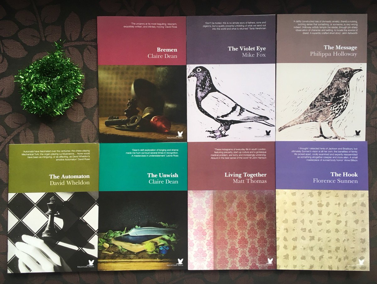 nightjarpress's tweet photo. Merry Christmas from Nightjar – all 7 in-print titles bundled &amp; giftwrapped, on request, £18 post-free UK, +£5 Europe, +£7 RoW. For yourself or gift. DM to place order. https://t.co/yRyiwNLCIc
