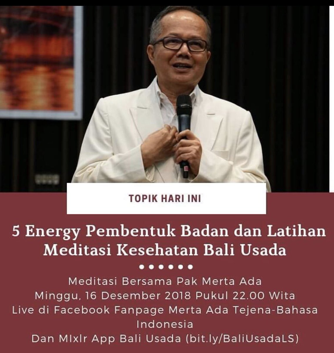 Mertaada's tweet photo. Meditasi secara LIVE melalui Facebook Page (klik tautan ini: https://t.co/4JJsOdsftr dan klik like/follow) atau dengarkan melalui Mixlr app (Bali Usada) (https://t.co/LdsOiHbbmk) atau unduh Mixlr dari Playstore/Applestore, log in, cari akun Bali Usada &amp; follow. 
- sshb - https://t.co/7SIusyjuqc