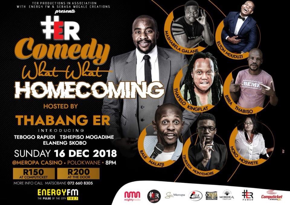 Polokwane stand up!!!!! The day we've been waiting for has come. #Homecoming #ERComedyWhatWhat #ticketsavailable #ERpower only few tickets left, come laugh with us this evening