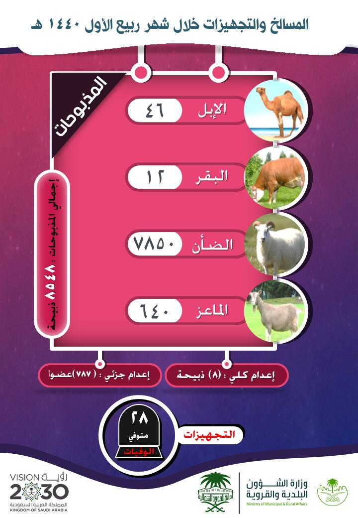 NBM_GOV's tweet photo. #إنفوجرافيك
أعمال المسالخ وتجهيزاتها خلال شهر ربيع الأول للعام ١٤٤٠ بمدينة عرعر https://t.co/cFtQHMzQ24