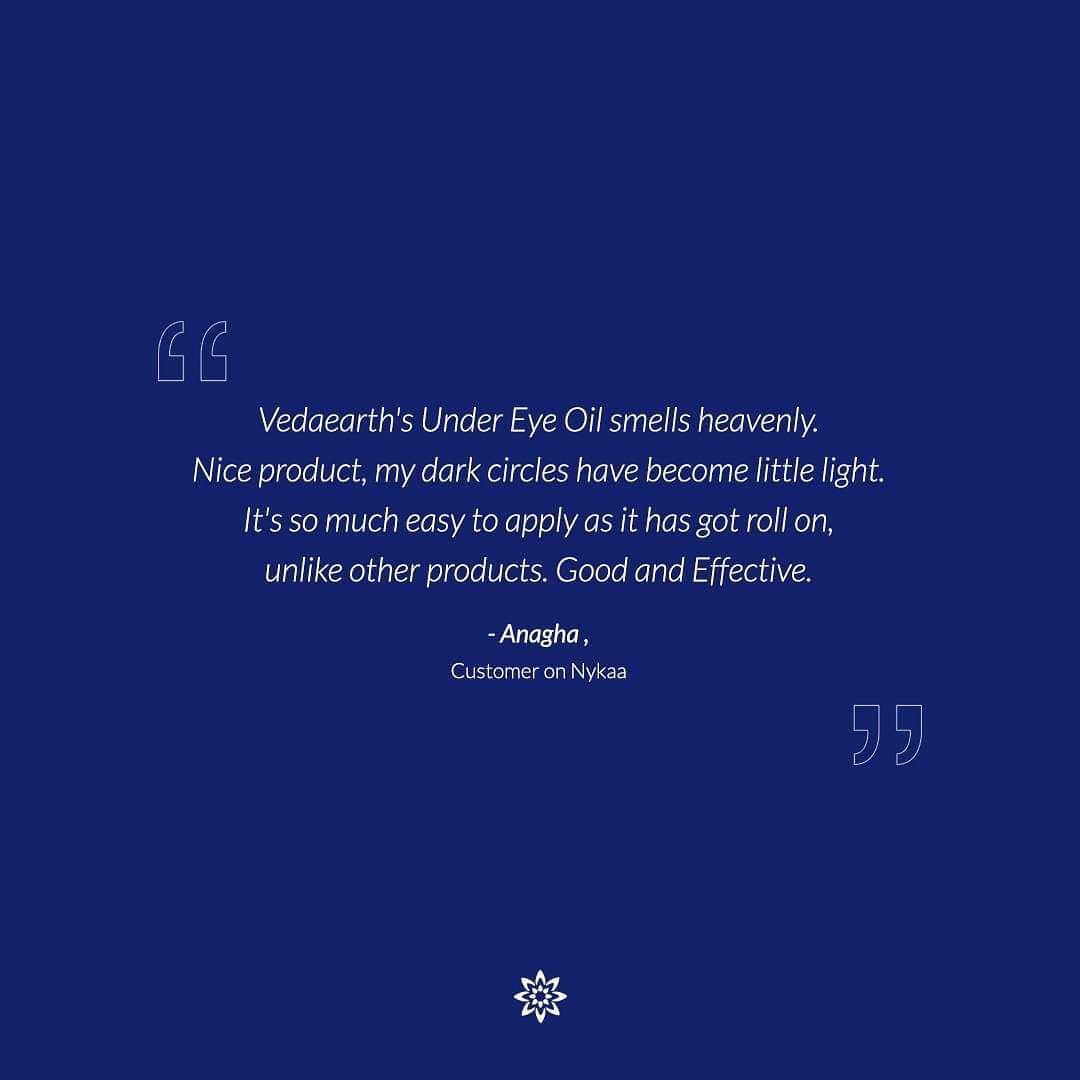 VedaEarth's tweet image. "Vedaearth's Under Eye Oil smells heavenly. Nice product, my dark circles have become little light. It's so much easy to apply as it has got Roll On, unlike other products. Good and Effective."
- Anagha, Customer on Nykaa"
#undereyeoil #happycustomer #vegancare #vedaearth
