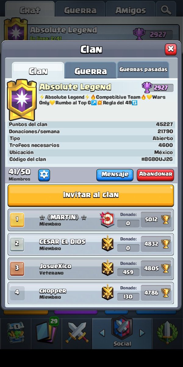 Únete a esta familia
CLAN Y EQUIPO COMPETITIVO
Requisitos:
💥4300 trofeos 
💥Posicionamiento
💥Manejo de elixir
💥Variedad de mazo y experiencia 
💥La líder es streamer.hace torneos cada fin de SEMANA
💥casteo los partidos el equipo
#cr
#ClashRoyale
@DarkfightGT_