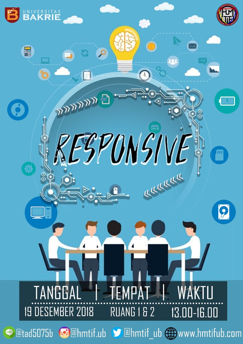 [Hai Programers] 

Responsive (Responds &amp; Active ) 
akan di laksanakan pada 

Hari/tgl : Rabu, 19 desember 2018
Tempat : Ruang 1&amp;2 
Waktu    : 13:00 s/d 16:00

Jangan lupa untuk datang ya teman-teman dan siapkan aspirasimu demi kebaikan kampus kita 😉