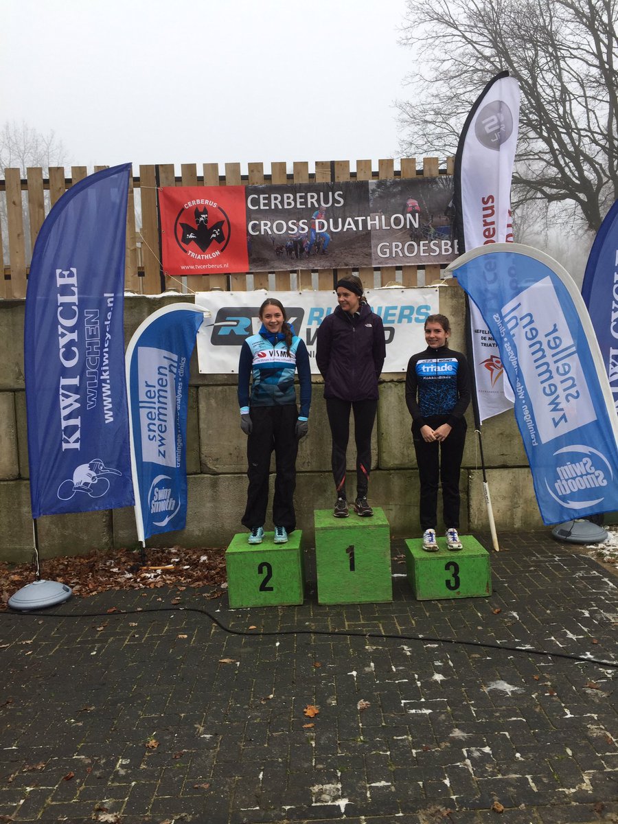 tvcerberus's tweet photo. Podium dames senioren Cerberus Cross Duathlon korte afstand https://t.co/JUsbyMCSwT