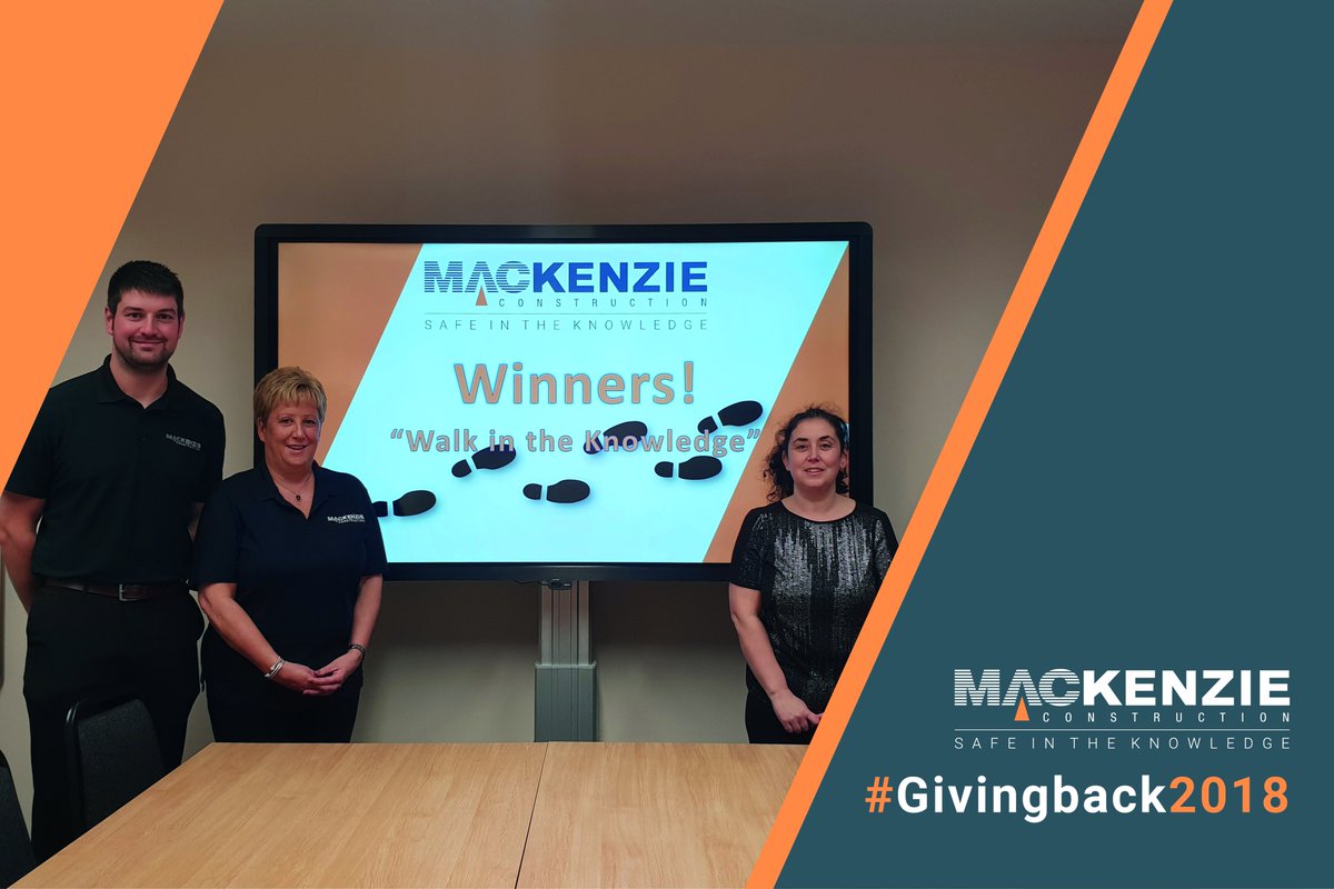 MackenzieConstr's tweet photo. As part of our commitment to @NHS_HS Healthy Working Lives, our Health and Wellbeing Committee arrange a biannnual step challenge. This #steptember, 5 teams competed to see who could walk the furthest. Our winning team managed a whopping 1.5 million steps #GivingBack2018 https://t.co/Giwyk4Pp8p