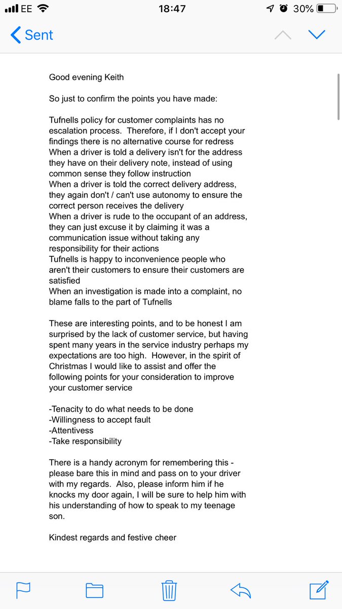 vbarnard's tweet photo. shocking behaviour by @Tuffnells driver with worse service from the manager! front door blocked, can’t park car and it’s not even my delivery!!Driver spoke to my son in an unacceptable manner but apparently this was all a misunderstanding 😡#CustomerService #CustomerExperience https://t.co/TAGziY1msD