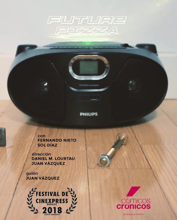 GentinosuFest's tweet photo. 🎬 | Y el noveno y último cortometraje finalista es #FuturePizza, de @ComicosCronicos, ganador de la 8ª edición del Festival de #Cinexpress de #Badajoz.

📹
Con dirección de @DMLourtau y @JuanVazquezC, y las interpretaciones de @FNietoRomero y Sol Díaz. https://t.co/o2deLjxcEu