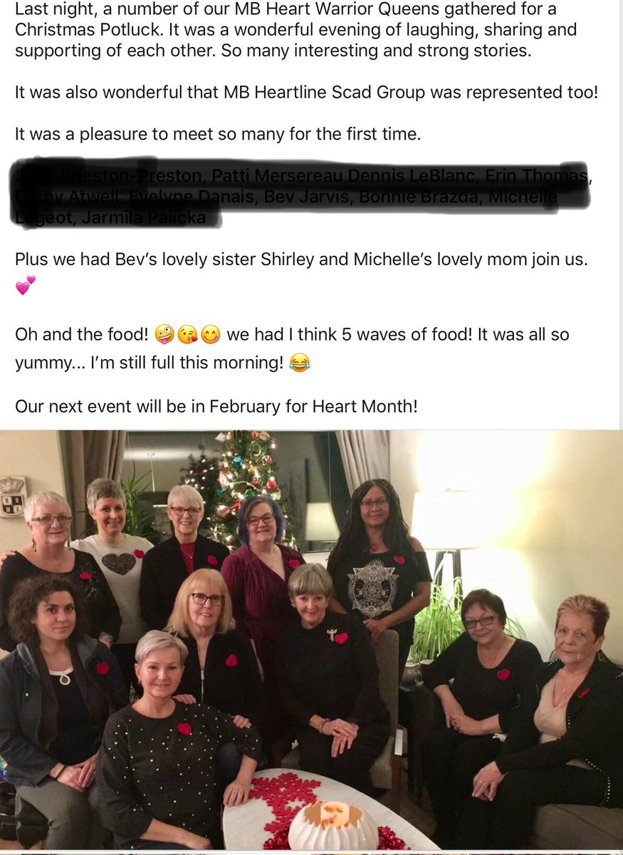 jackie_ratz's tweet photo. Nothing beats Peer to Peer support. Wonderful night of inspiring & strong women. Rejuvenating. Post from Canadian Women with Medical Heart Issues FB Support Group.
#support #powerinsharing https://t.co/p3oZDYj7jQ