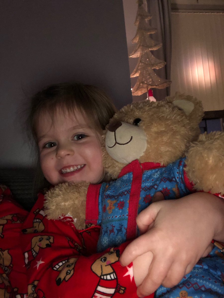 Amysto89's tweet photo. @bailey_bearFP Ella has loved having Bailey home for the weekend. All ready for bed, looking forward to nursery tomorrow! https://t.co/1znSTf62o0