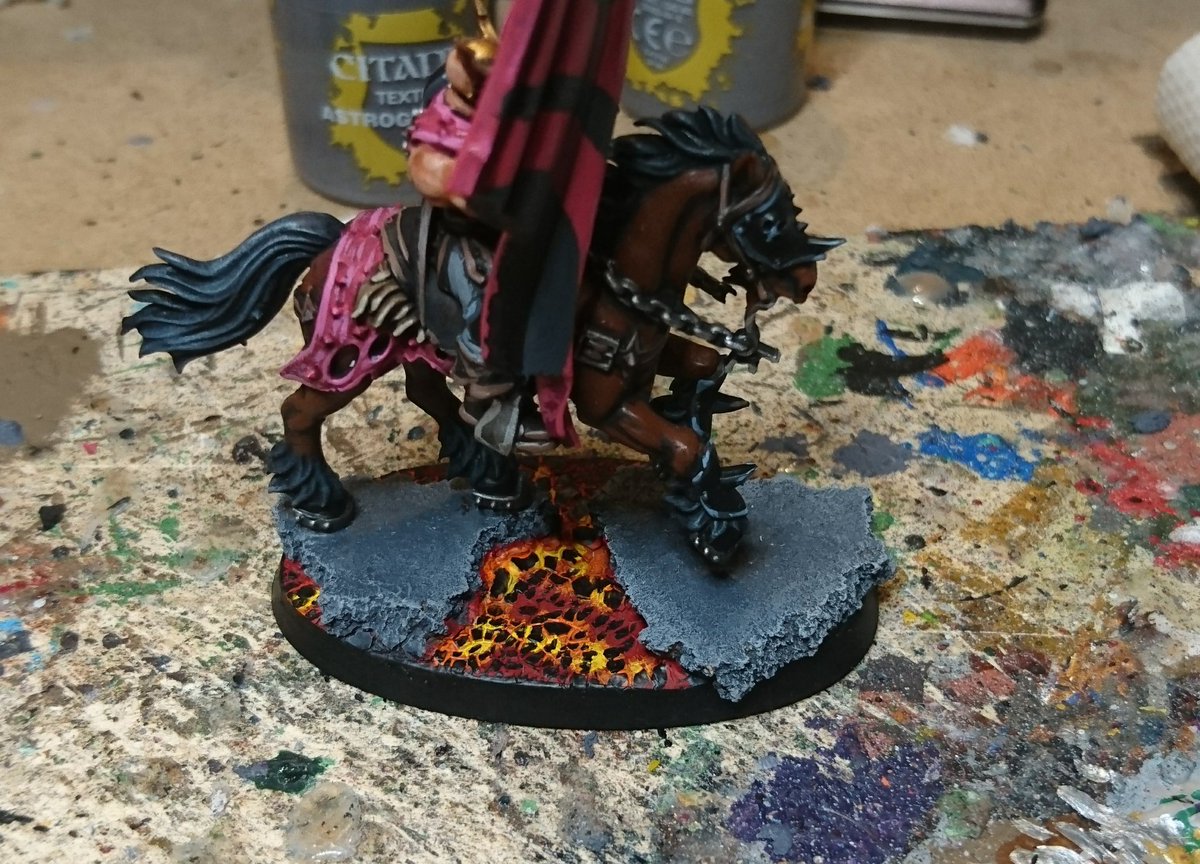 Darth_Alec's tweet photo. Finishing off the bases for my slaanesh army. They've only been eaiting a year since #RAW17... What a difference it makes for the model! Ready to see the new book in action, pre-empting the bandwagon 😛 https://t.co/LAVWN8jkGB
