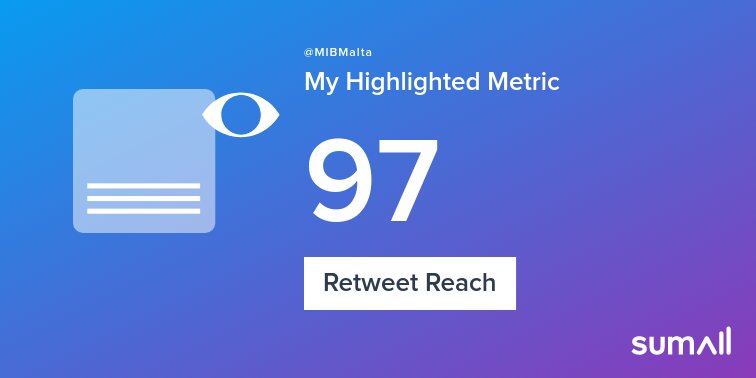 MIBMalta's tweet photo. My week on Twitter 🎉: 1 Retweet, 97 Retweet Reach, 2 New Followers. See yours with https://t.co/Dq2AA0IrWE https://t.co/NXEZbXjQt6