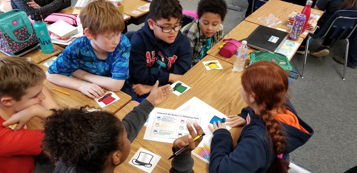 MrsPatel__ELD's tweet image. Gaining a little perspective... #DeBonosHats #AART #CriticalCreativeThinking #6thGraders @AldrinEagles  @FCPSRegion1 @FCPSAdvAcad