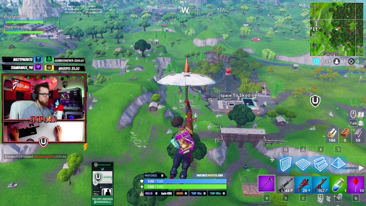 UnbrokenLLC's tweet photo. Come hang out with @ItgFlash as he is live now playing Fortnite!
📺https://t.co/9mEiK9GFzU
#StayUnbroken https://t.co/GHC9EJnz0o