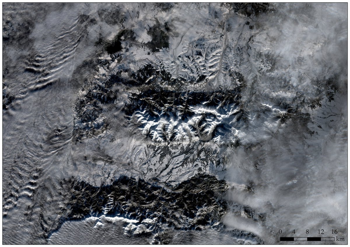 from_sen's tweet photo. Finally sunny today in #Tatras, #Poland and #Slovakia 

seen from #space by #Sentinel2  🛰️ today! (December 16th) 
© #EU https://t.co/3Tj06hQnKY