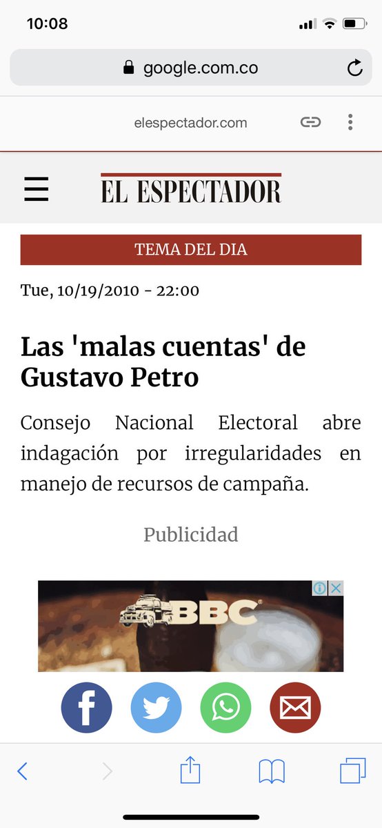 natiibedoya's tweet photo. Mira @petrogustavo, una bonita coincidencia. En 2010 el CNE abrió investigación por irregularidades en préstamos en dinero de particulares por más de mil millones de pesos en su campaña Petro Presidente, justo un año después del video de la bolsa ¿Nos explicas? #PetroElLoco https://t.co/qSa22VArPo