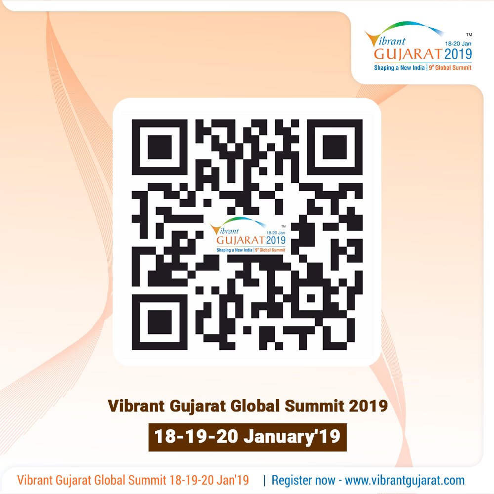 Scan this QR code to visit the Vibrant Gujarat Global Summit 2019 website. For registration visit - bit.ly/2NmlDYQ  #ShapingANewIndia #VibrantGujarat #VG2019