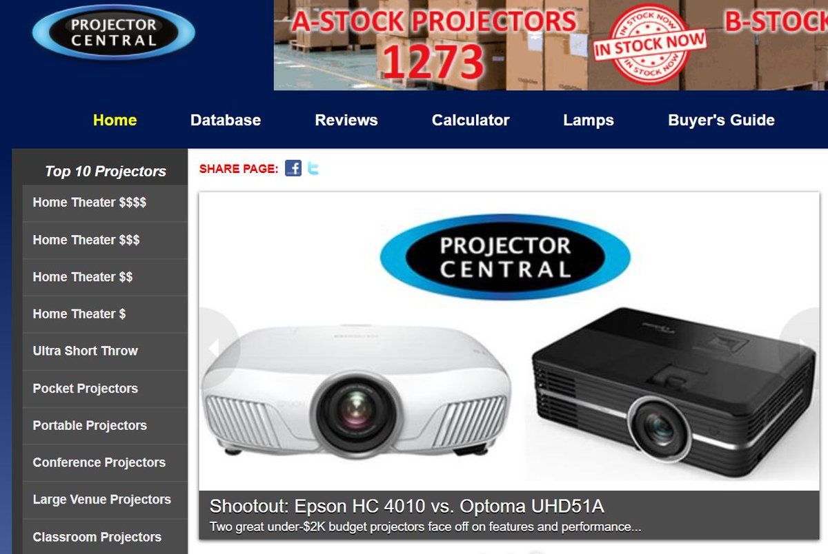 AmXP1's tweet image. كل فترة توصلني استفسارات عن أفضل داتا شو ..
موقع (بروجكتر سنترال) يعتبر مرجع لأي شخص مهتم بأجهزة العرض
الأجهزة مصنفة فيه حسب الاستخدام مثلًا للمنزل أو الفصل أو للمؤتمرات
ويقدم معلومات مثل المسافة المناسبة لتثبيت الجهاز وشرح لطريقة تغيير اللمبة وغيرها..
projectorcentral.com