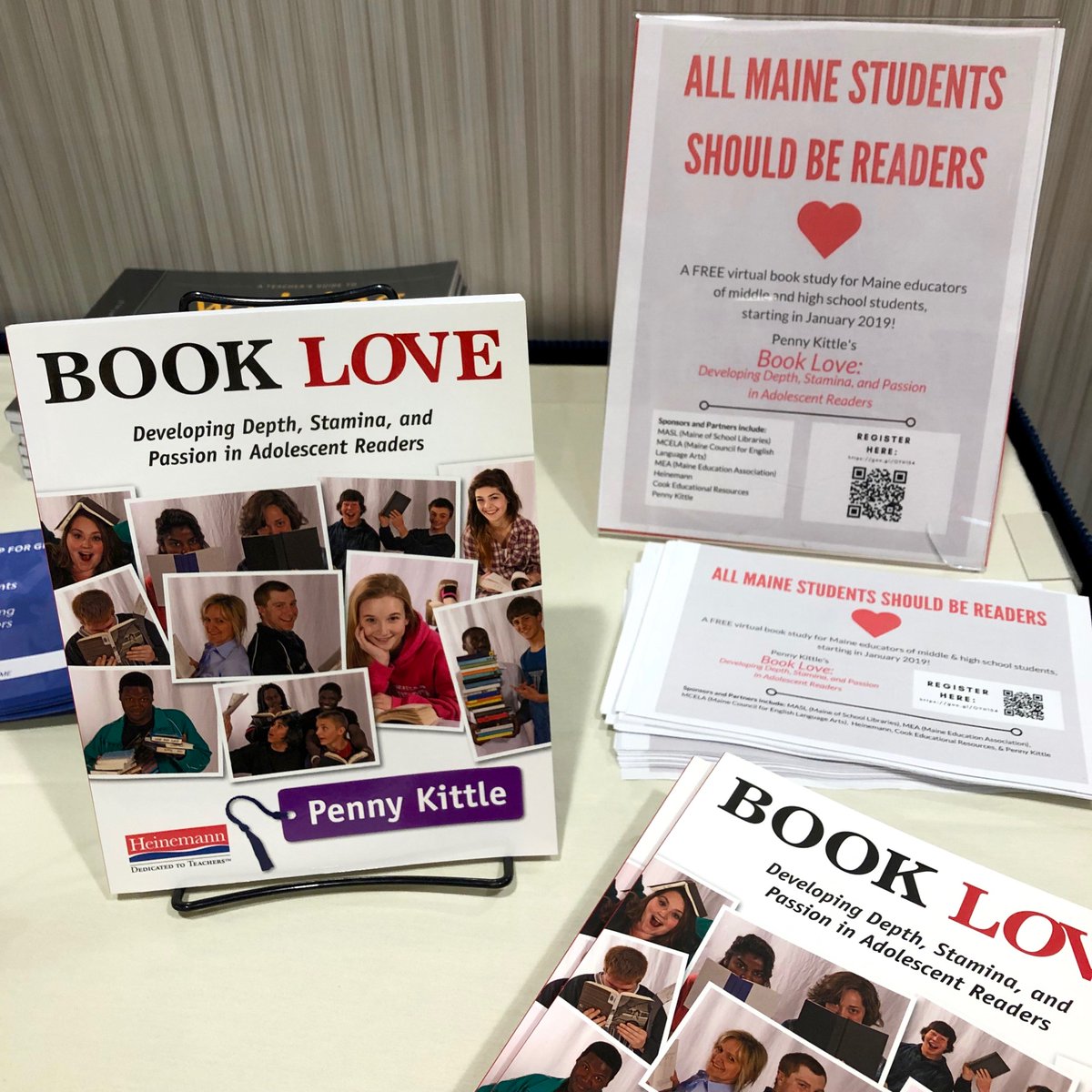 pforster25's tweet photo. All Maine students should be readers! Register 4 Maine educators' virtual book study: Penny Kittle's Book Love https://t.co/Xk66Mhn0Fx Starts January 2019. @kcook2484 @pennykittle @butteredbooks @irisdagmar @MASLibraries @MaineCELA @MaineEA @Ecet2Maine @nbctsofmaine #BookLoveME https://t.co/g4MLsYj8M0