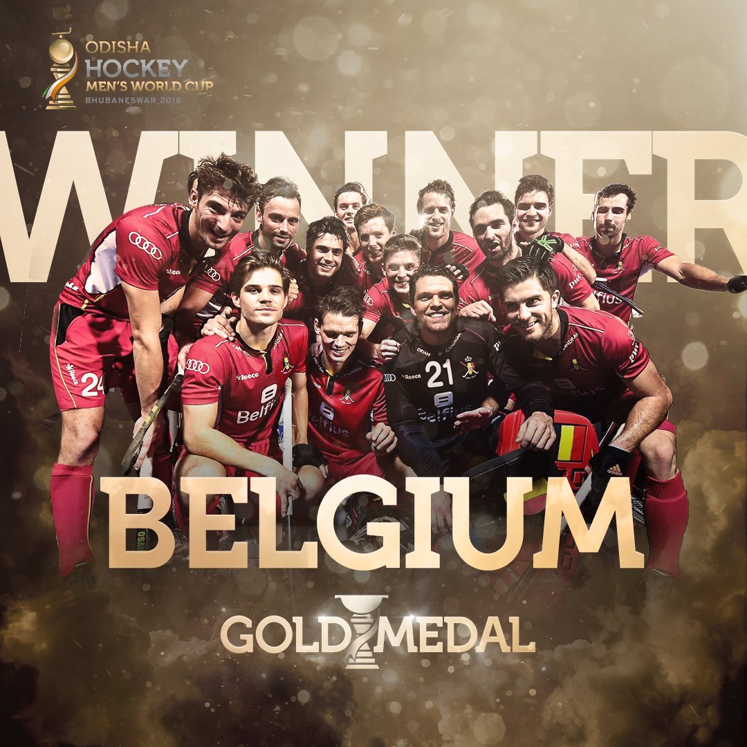 FIH_Hockey's tweet photo. Congratulations @BELRedLions WORLD CHAMPIONS!! 
Odisha #HWC2018 Bhubaneswar 🏆🏑🇧🇪 https://t.co/nMKk12mzN9