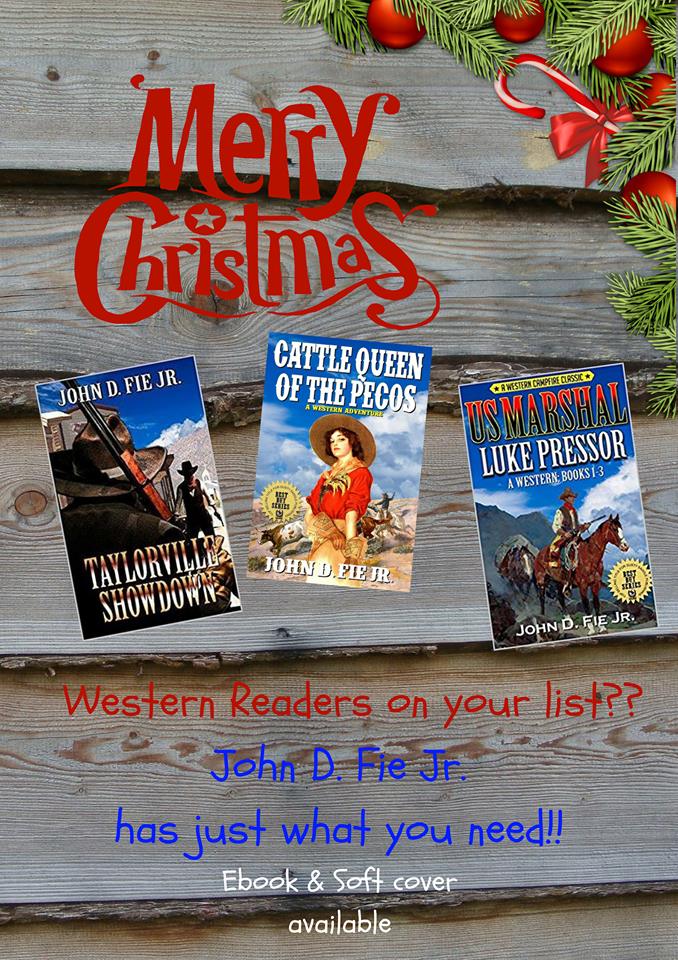 Did I hear someone say "I need some Stocking Stuffers!" Well then come right on in and check out my catalog of Western adventures and take advantage while you still can of Amazon's Free shipping offer. Because Books make a great gift!
amazon.com/author/johnfie