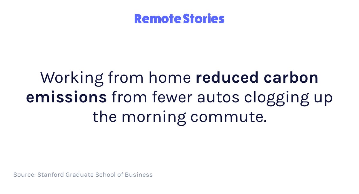 RemoteStories's tweet photo. When you work remotely, you spend less time in traffic 🚗and you emit fewer carbon emissions 🌿 https://t.co/7AnmDh61L6