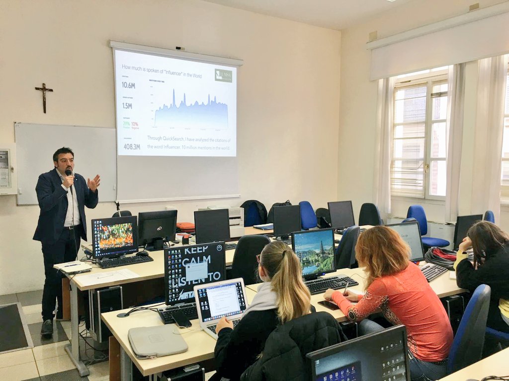 lucarallo's tweet photo. Il mio seminario di sabato alla @UniLUMSA è stata davvero una bellissima esperienza,o testimoniano le decine di domande! Insegnare in Inglese è molto stimolante! Assolutamente da ripetere! Grazie per l'invito @Fulvio68! 

#15dicembre #InfluencerMetrics #QuickSearch #Talkwalker https://t.co/eYnjDXog8C